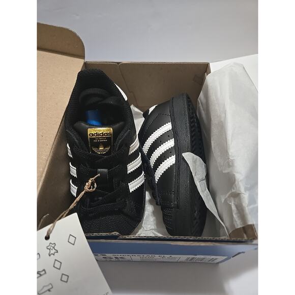 SUPERSTAR EL I ADIDAS Black/White/Black EF5396-SIZE 6K - Picture 10 of 12